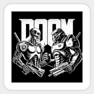 Doom Guy vs. Terminator Sticker